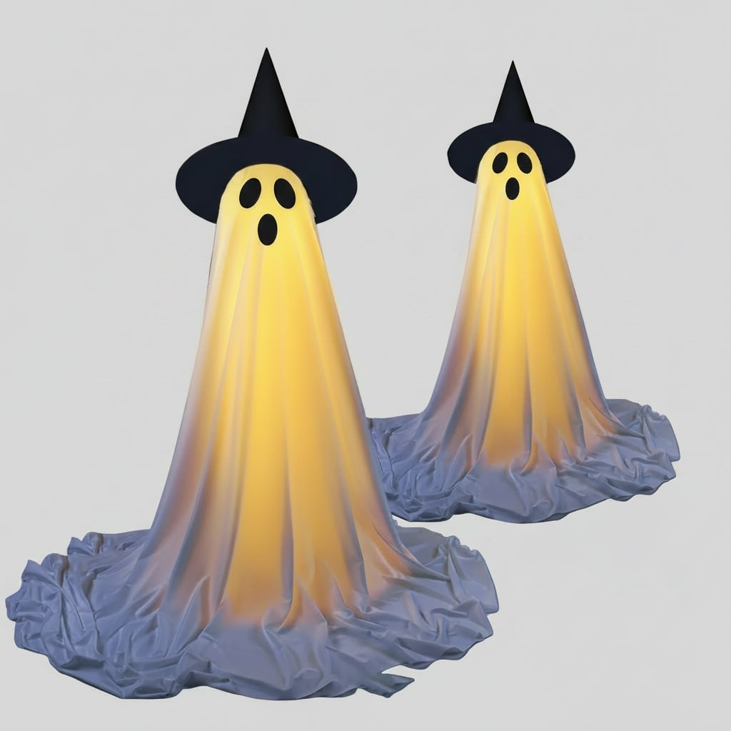 Halloween Lights Outdoor Ghost Decor with LED Up Witch Hat Decoration for Yard Party