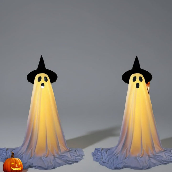 Halloween Lights Outdoor Ghost Decor with LED Up Witch Hat Decoration for Yard Party