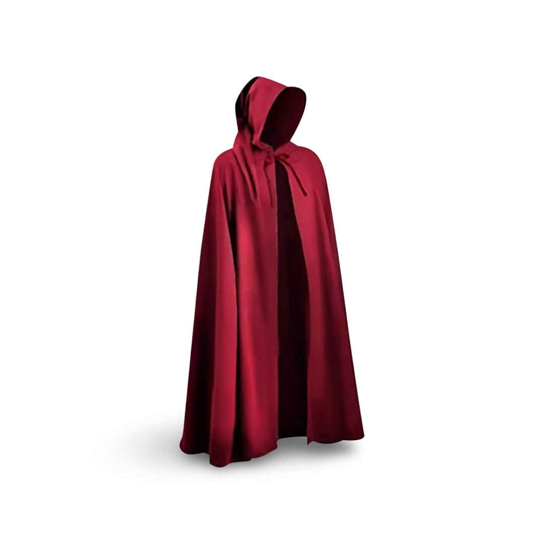 Halloween Medieval Knight Costume with Tunic and Hooded Cape for Cosplay Party