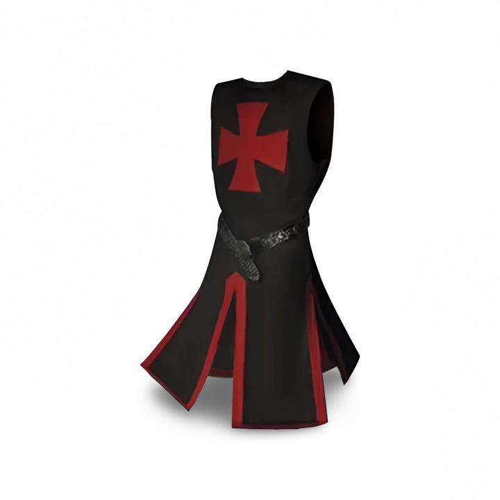 Halloween Medieval Knight Costume with Tunic and Hooded Cape for Cosplay Party