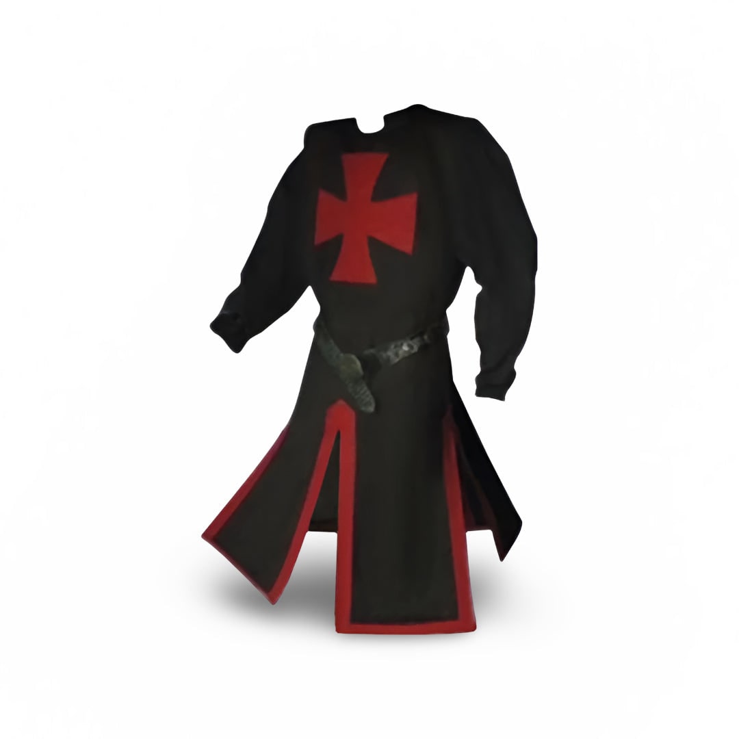 Halloween Medieval Knight Costume with Tunic and Hooded Cape for Cosplay Party