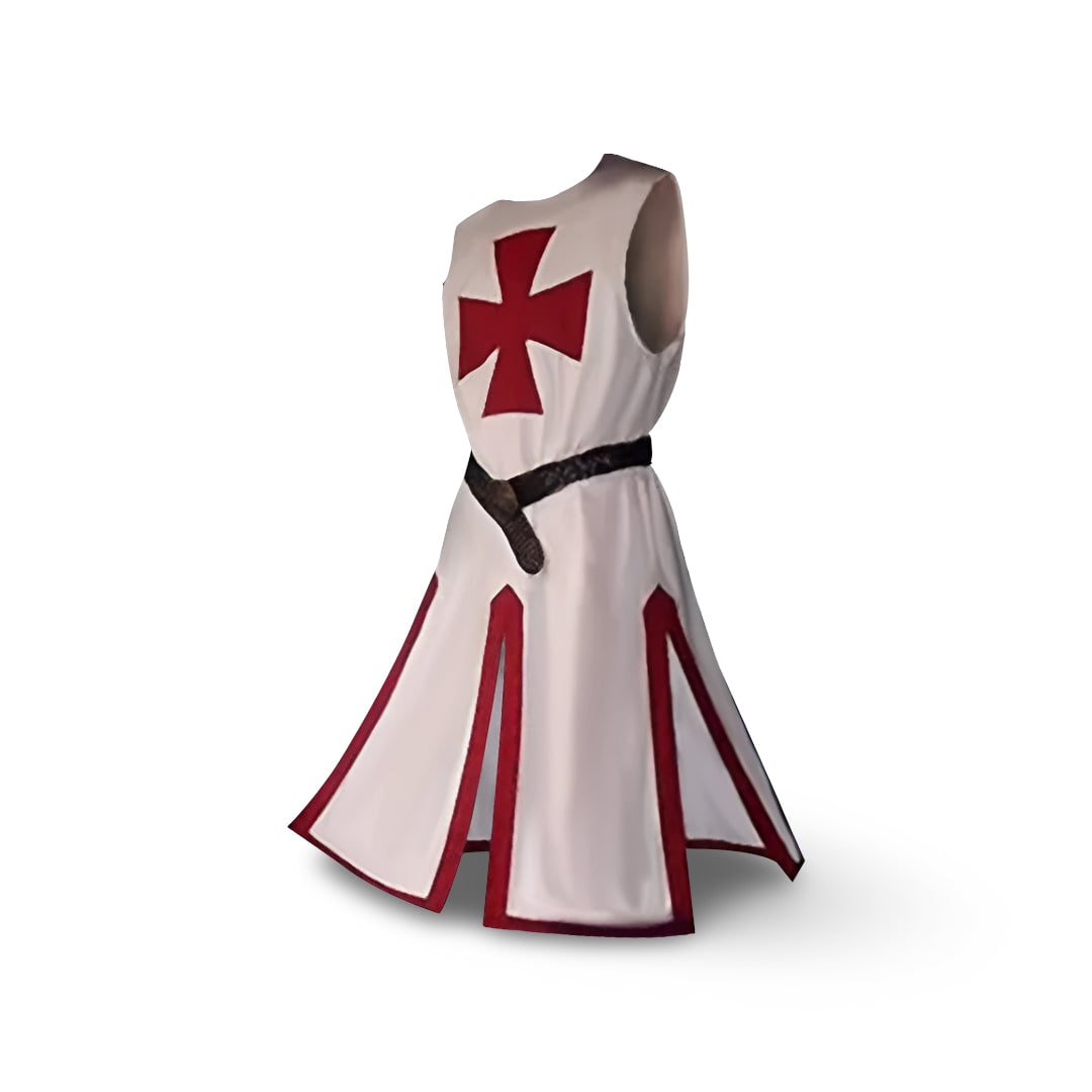 Halloween Medieval Knight Costume with Tunic and Hooded Cape for Cosplay Party