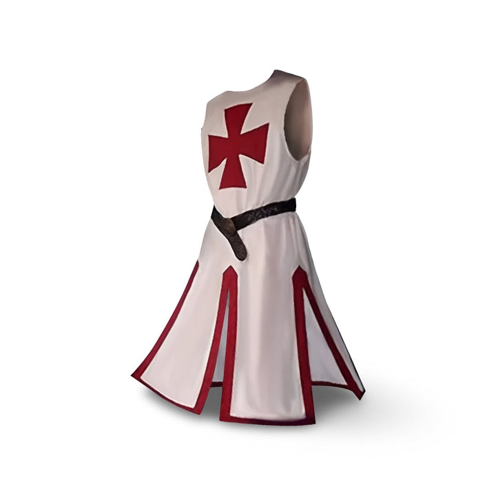 Halloween Medieval Knight Costume with Tunic and Hooded Cape for Cosplay Party