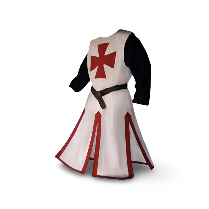 Halloween Medieval Knight Costume with Tunic and Hooded Cape for Cosplay Party