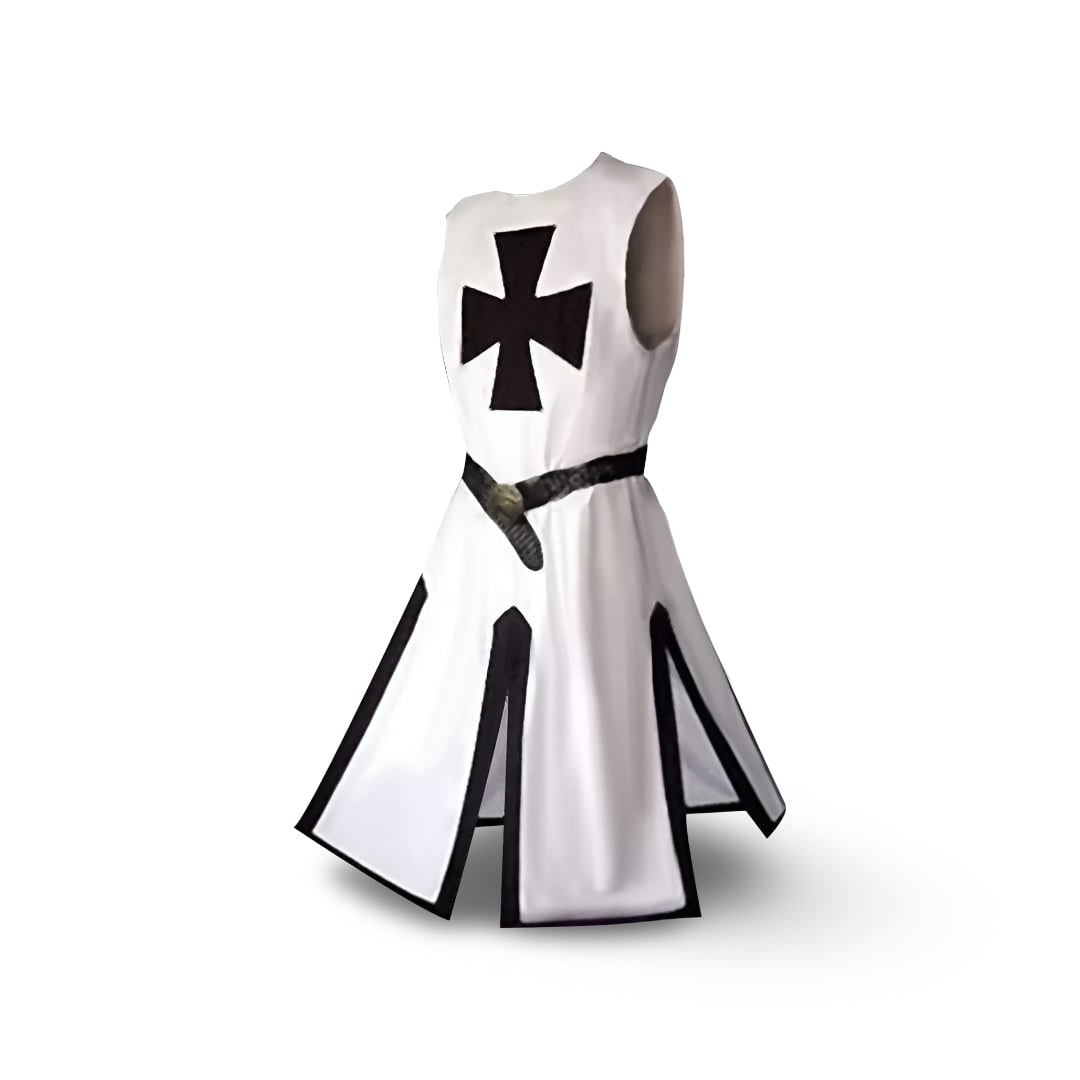 Halloween Medieval Knight Costume with Tunic and Hooded Cape for Cosplay Party