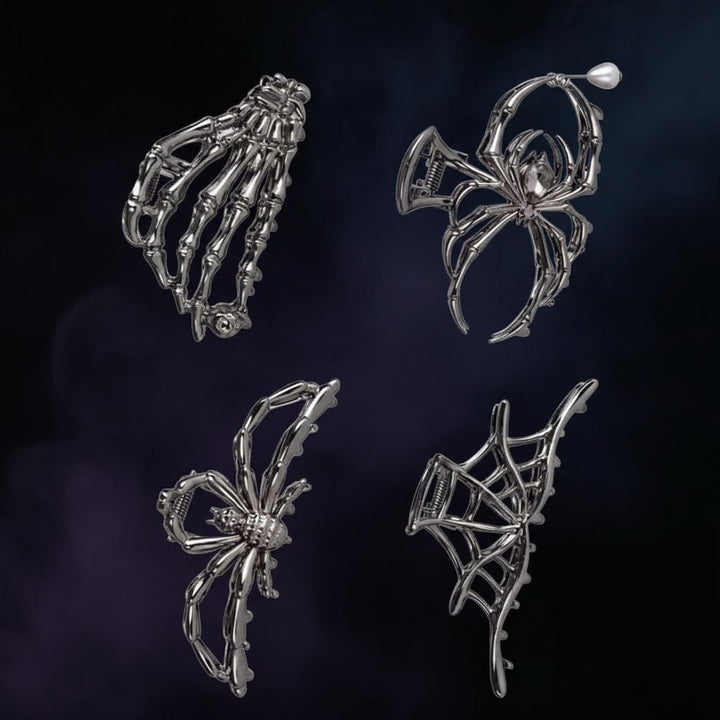 Halloween Metal Hair Claw Clips with Spooky Spider Skeleton Bat Designs Banana