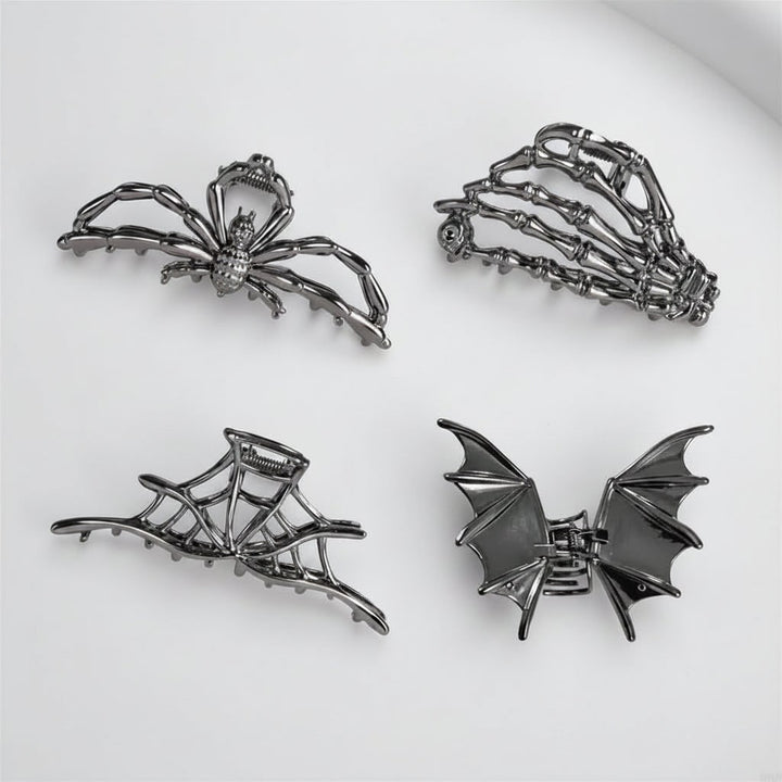 Halloween Metal Hair Claw Clips with Spooky Spider Skeleton Bat Designs Banana