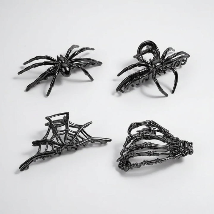 Halloween Metal Hair Claw Clips with Spooky Spider Skeleton Bat Designs Banana