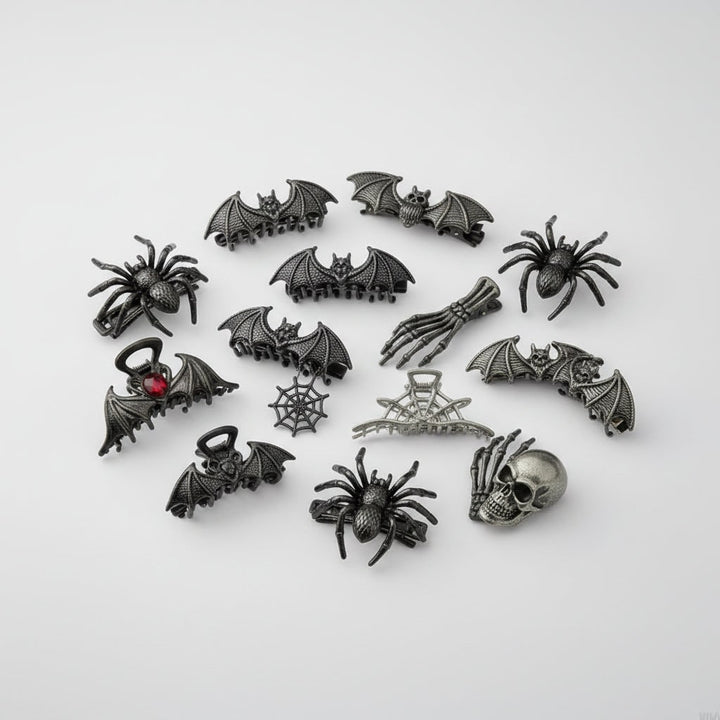 Halloween Metal Hair Claw Clips with Spooky Spider Skeleton Bat Designs Banana
