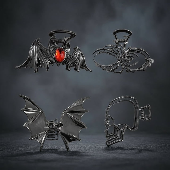 Halloween Metal Hair Claw Clips with Spooky Spider Skeleton Bat Designs Banana