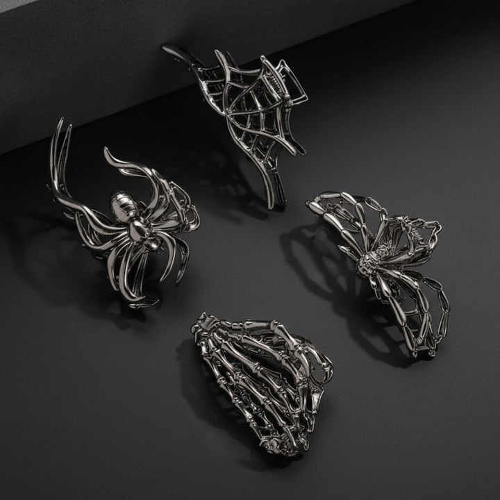 Halloween Metal Hair Claw Clips with Spooky Spider Skeleton Bat Designs Banana