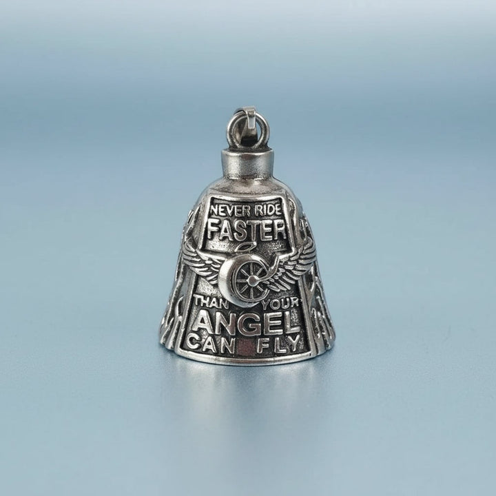Halloween Motorcycle Guardian Bell Biker Bike Charm with Antique Silver Plated Pendant and Chain