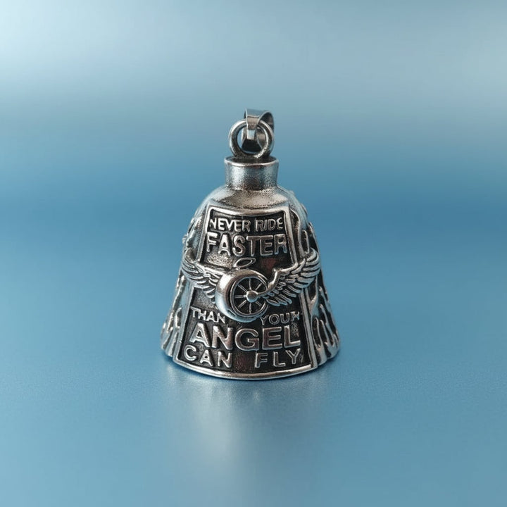 Halloween Motorcycle Guardian Bell Biker Bike Charm with Antique Silver Plated Pendant and Chain