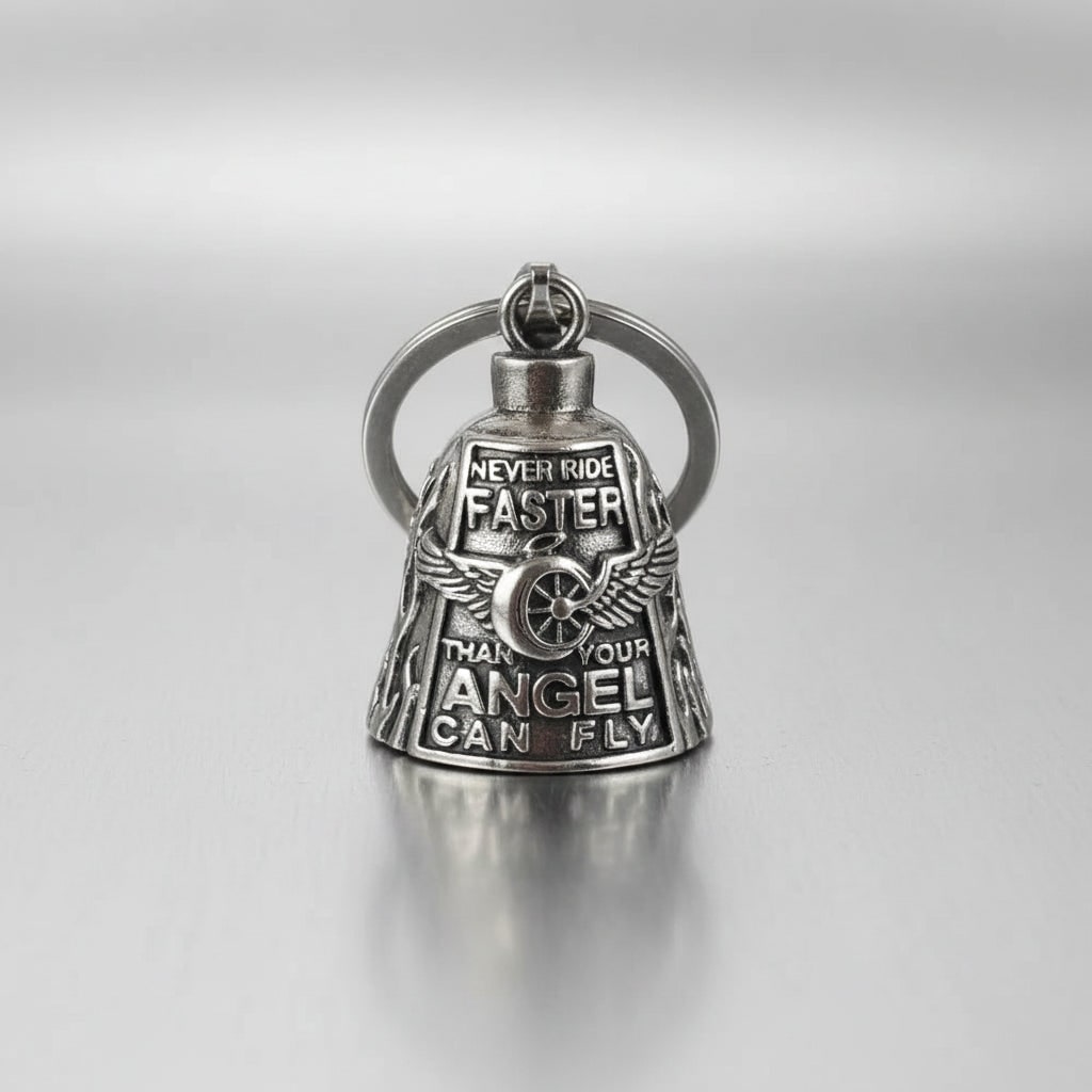 Halloween Motorcycle Guardian Bell Biker Bike Charm with Antique Silver Plated Pendant and Chain