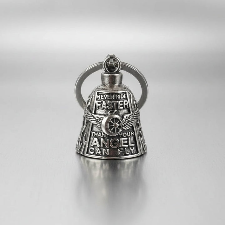 Halloween Motorcycle Guardian Bell Biker Bike Charm with Antique Silver Plated Pendant and Chain