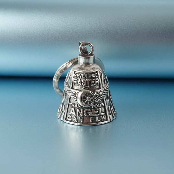 Halloween Motorcycle Guardian Bell Biker Bike Charm with Antique Silver Plated Pendant and Chain