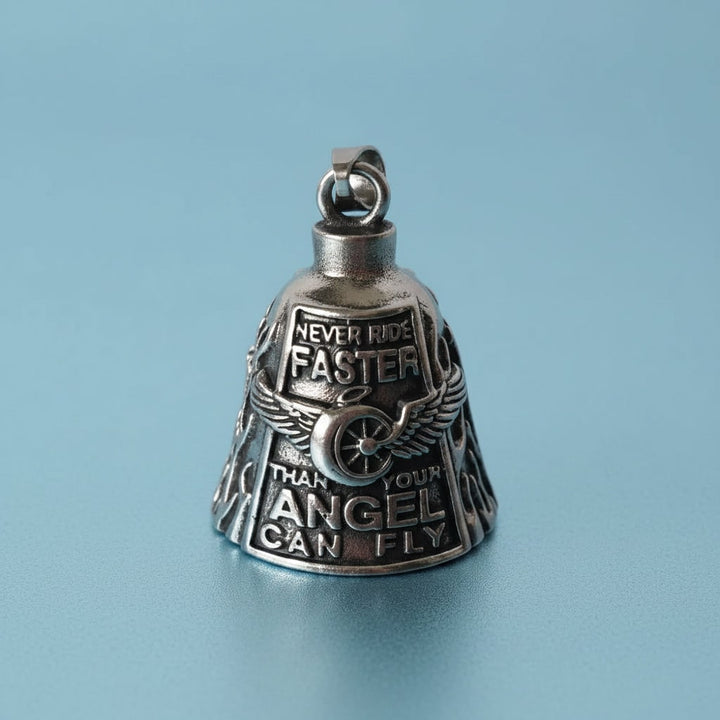 Halloween Motorcycle Guardian Bell Biker Bike Charm with Antique Silver Plated Pendant and Chain