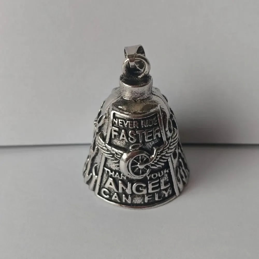 Halloween Motorcycle Guardian Bell for Biker Luck Charm with Angel Wing Design