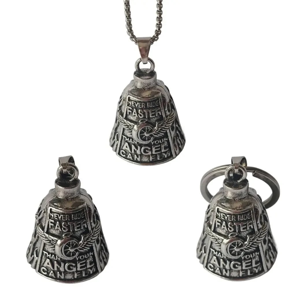 Halloween Motorcycle Guardian Bell for Biker Luck Charm with Angel Wing Design