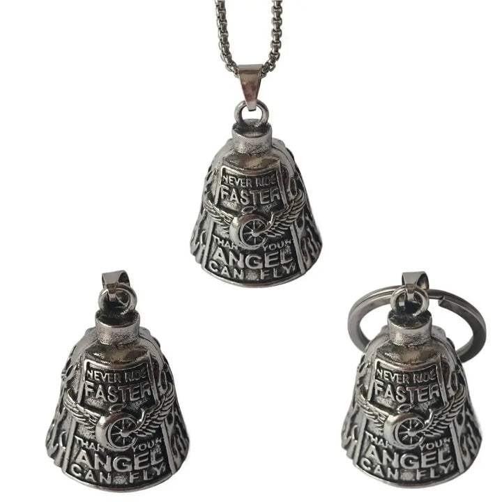 Halloween Motorcycle Guardian Bell for Biker Luck Charm with Angel Wing Design