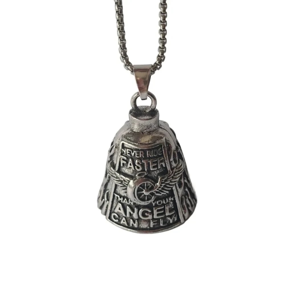 Halloween Motorcycle Guardian Bell for Biker Luck Charm with Angel Wing Design