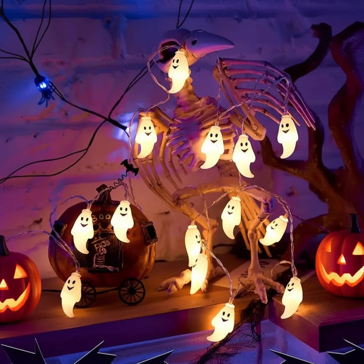 Halloween Outdoor Ghost String Lights with Battery Operated LED for Patio and Backyard Decoration