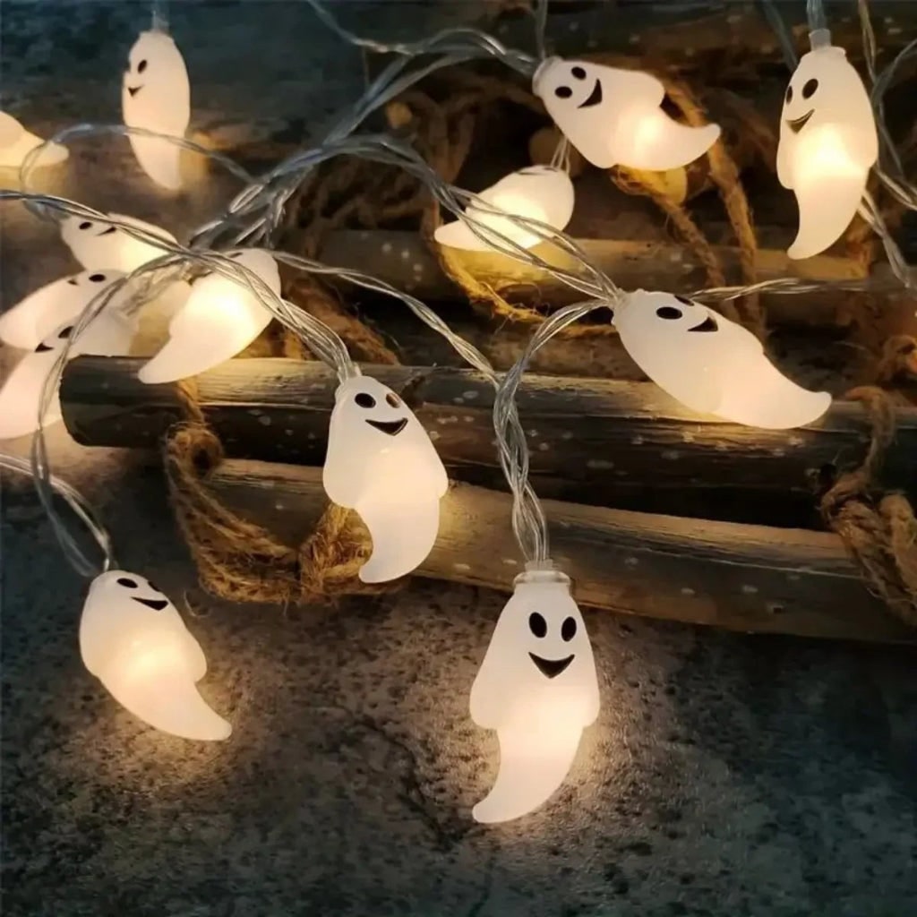 Halloween Outdoor Ghost String Lights with Battery Operated LED for Patio and Backyard Decoration