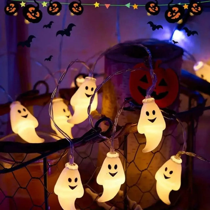 Halloween Outdoor Ghost String Lights with Battery Operated LED for Patio and Backyard Decoration
