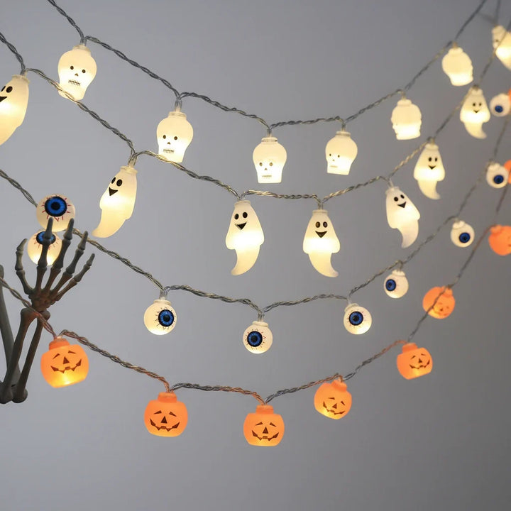 Halloween Outdoor String Lights with LED Battery Operated Novelty Covers for Patio Party Decoration