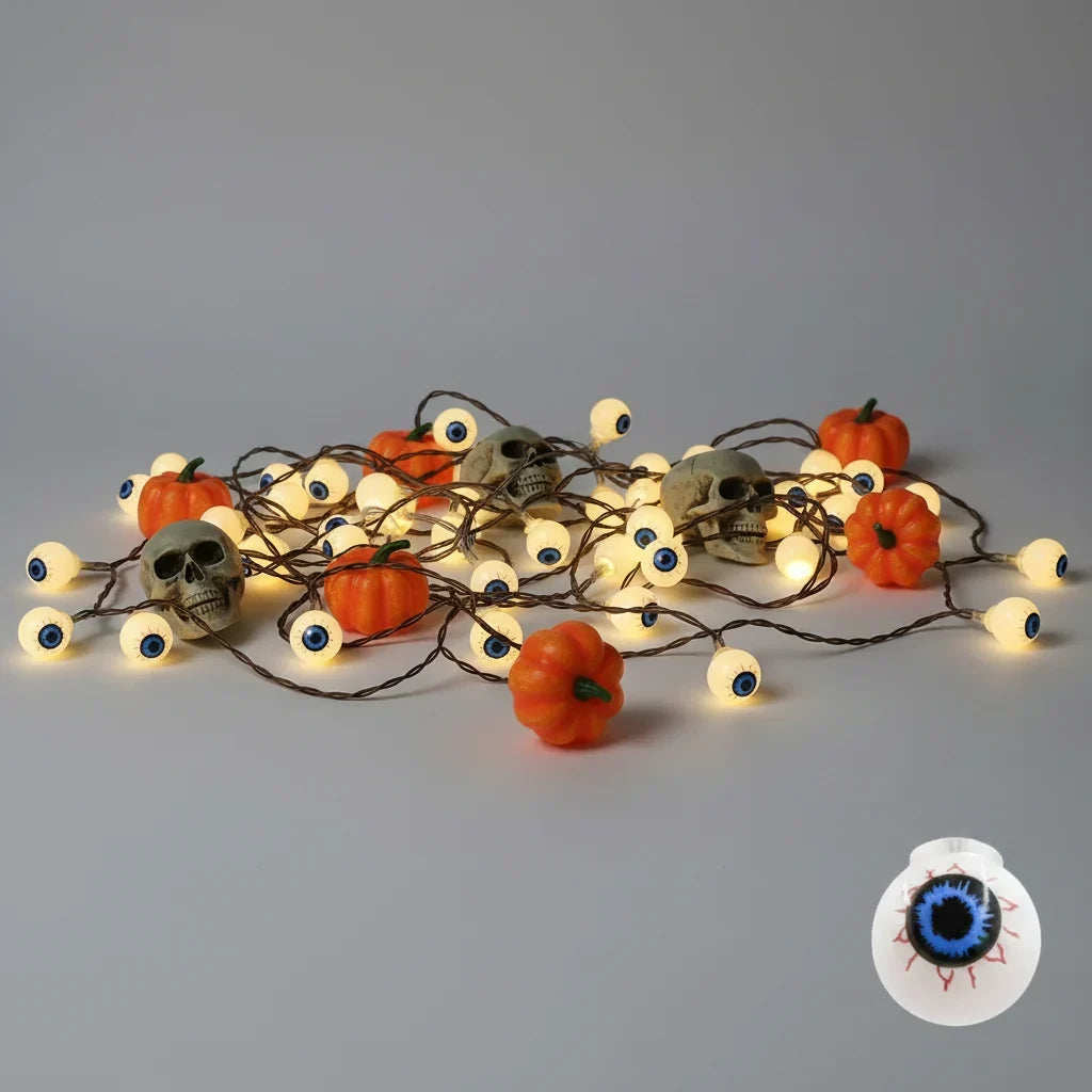 Halloween Outdoor String Lights with LED Battery Operated Novelty Covers for Patio Party Decoration