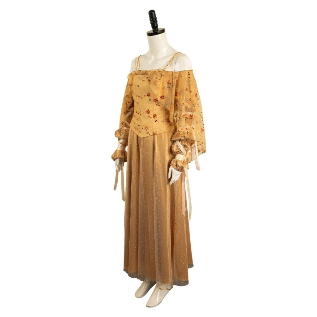 Halloween Plus Size Medieval Dress Costume with Embroidered Bodice and Off-Shoulder Neckline