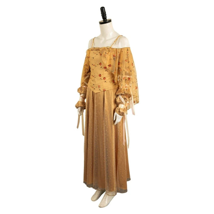 Halloween Plus Size Medieval Dress Costume with Embroidered Bodice and Off-Shoulder Neckline