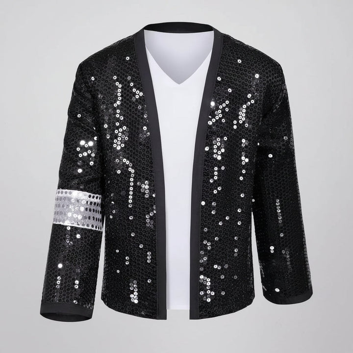 Halloween Pop Star and Rock Costume with Sequin Jacket Fedora Hat Wig