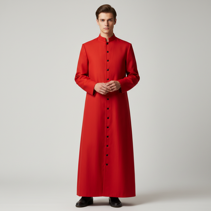Halloween Priest and Nun Costume Outfit with Roman Catholic Cassock Robe for Clergy Party