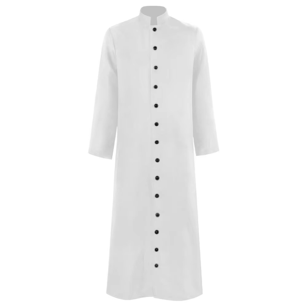 Halloween Priest and Nun Costume Outfit with Roman Catholic Cassock Robe for Clergy Party