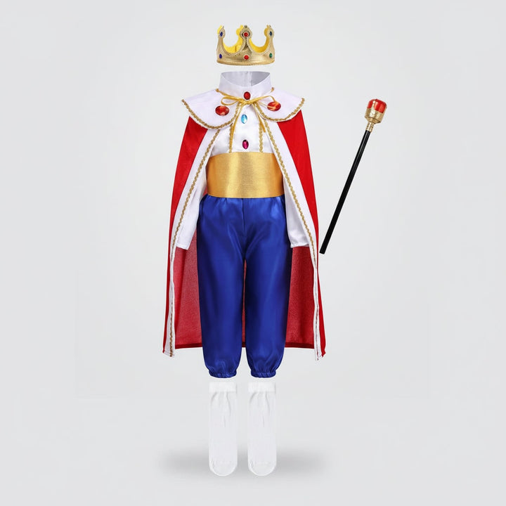 Halloween Prince Costume with Crown and Scepter Accessory Set for Royal Dress Up Party