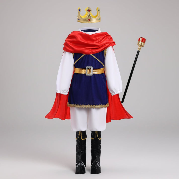 Halloween Prince Costume with Crown and Scepter Accessory Set for Royal Dress Up Party