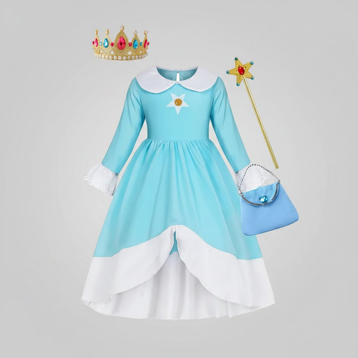 Halloween Princess Costume Dress with Crown Wand and Accessories Set