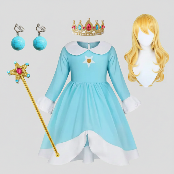 Halloween Princess Costume Dress with Crown Wand and Accessories Set
