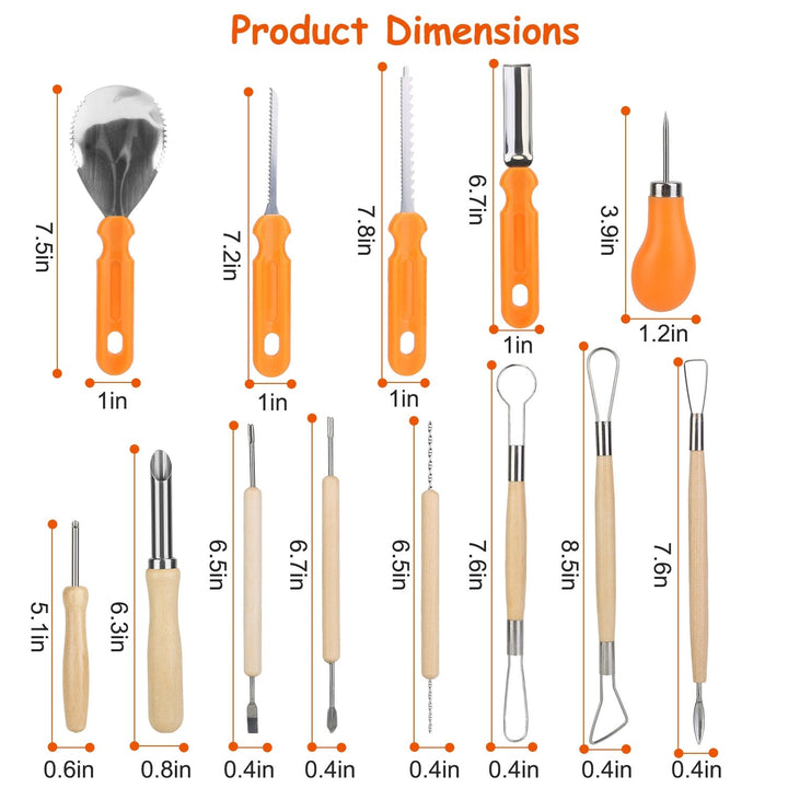 Halloween Pumpkin Carving Kit with Tools and Supplies 13-Piece Stainless Steel Saw and Sculpting Set