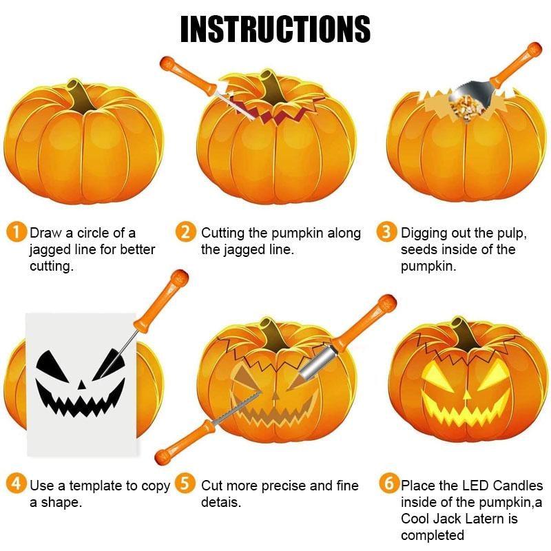 Halloween Pumpkin Carving Kit with Tools and Supplies Eight-Piece Stainless Steel Set