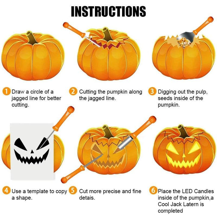 Halloween Pumpkin Carving Kit with Tools and Supplies Eight-Piece Stainless Steel Set