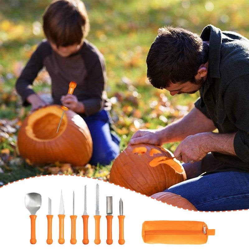 Halloween Pumpkin Carving Kit with Tools and Supplies Eight-Piece Stainless Steel Set