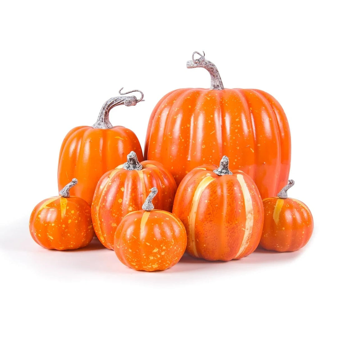 Halloween Pumpkin Decor Set of 7 Decorative with Lightweight Foam Construction for Autumn Home