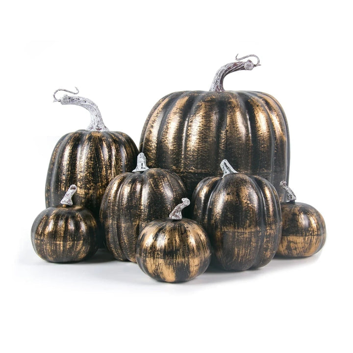 Halloween Pumpkin Decor Set of 7 Decorative with Lightweight Foam Construction for Autumn Home
