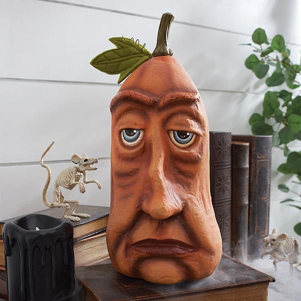 Halloween Pumpkin Decorations with Expressive Resin Faces for Haunted House Party and Porch Decor