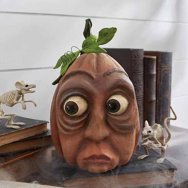 Halloween Pumpkin Decorations with Expressive Resin Faces for Haunted House Party and Porch Decor
