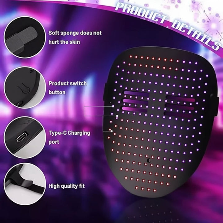 Halloween Red Light LED Mask with Therapy and Gesture Control Display for at Home Use