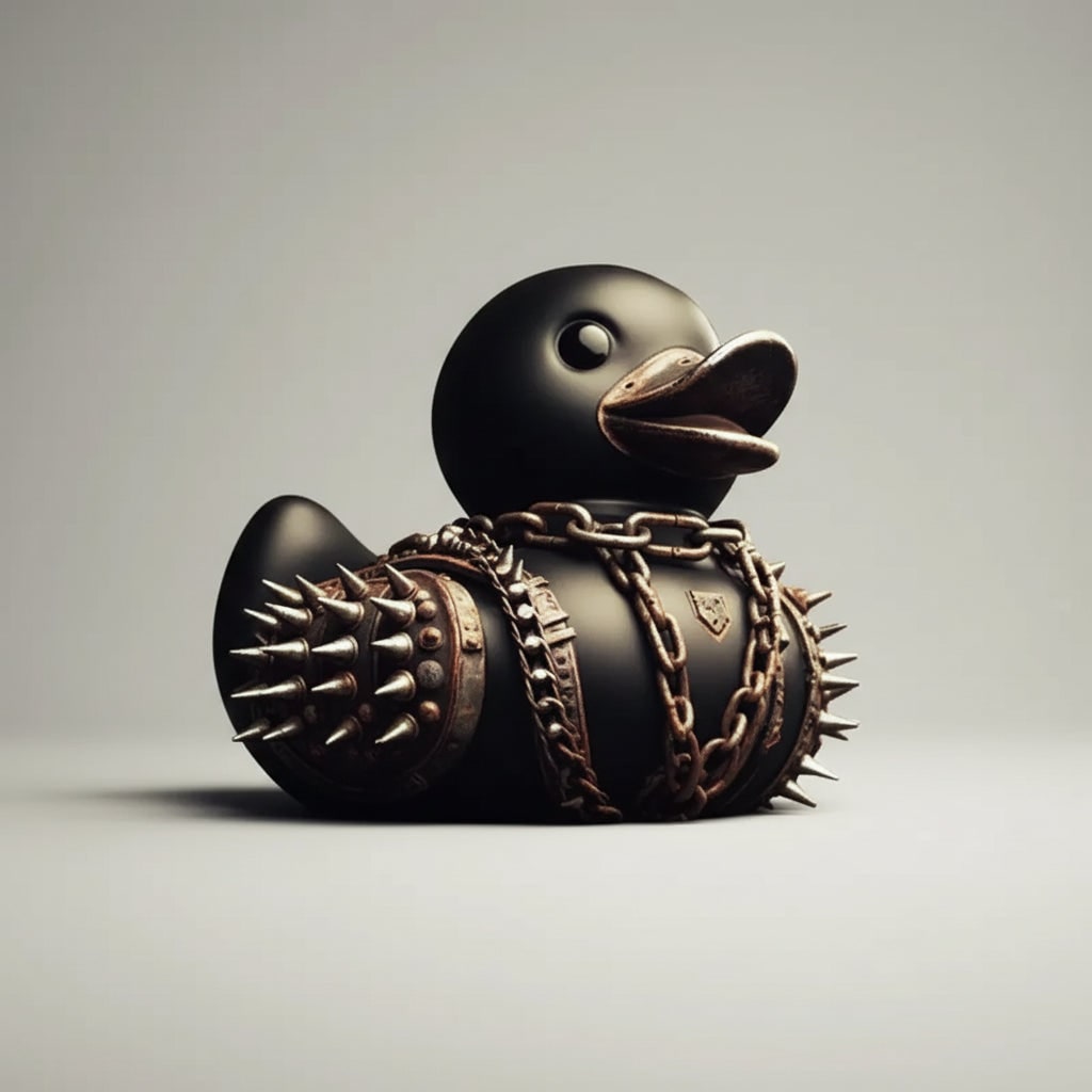 Halloween Rubber Duckling Squishy Duck Gothic Spikes and Chains Decoration