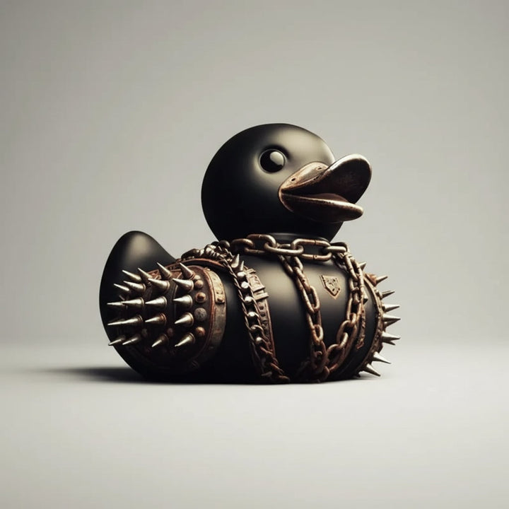 Halloween Rubber Duckling Squishy Duck Gothic Spikes and Chains Decoration
